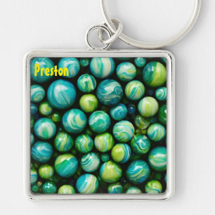 PRESTON ~ ATTRACTIVE ~ Green Marbles ~ Key Ring