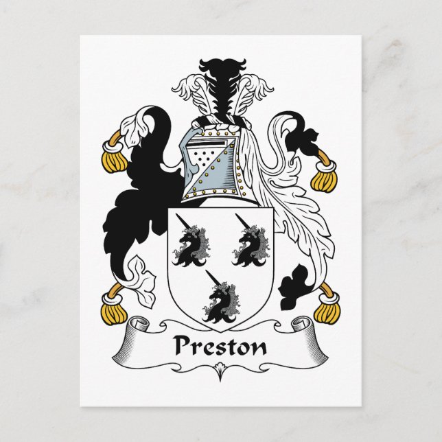 Preston Family Crest Postcard (Front)