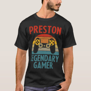 Preston Gift Name Personalised Funny Gaming Geek B T-Shirt