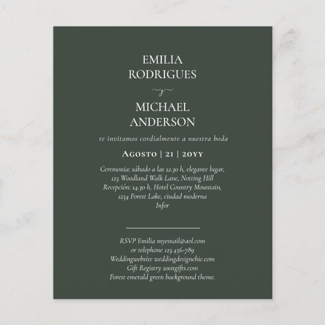 PRESUPUESTO Boda en Español Bilingüe Inglés Flyer (Front)