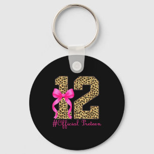 Preteen 12th Birthday Girl Coquette Bow Leopard Key Ring