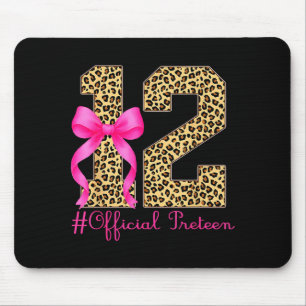 Preteen 12th Birthday Girl Coquette Bow Leopard  Mouse Pad
