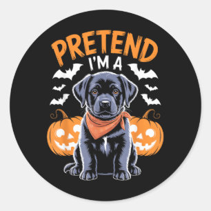 Pretend A Black Labrador Halloween Dog Funny Humou Classic Round Sticker