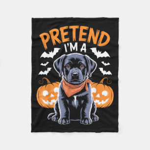 Pretend A Black Labrador Halloween Dog Funny Humou Fleece Blanket