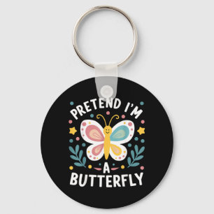Pretend A Butterfly Funny Lazy Halloween Costume Key Ring