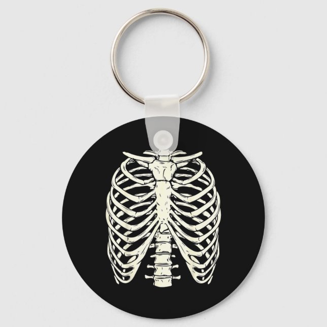 Pretend a Skeleton Rib Cage Funny Halloween Key Ring (Front)