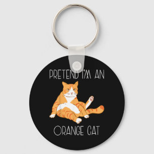 Pretend an Orange Cat Halloween Costume Family Key Ring
