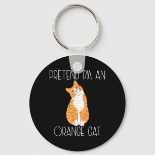 Pretend an Orange Cat Halloween Costume Family Key Ring