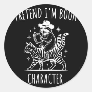 Pretend book character costume halloween lazy kids classic round sticker