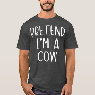 Pretend Cow Costume Halloween Lazy Easy T-Shirt