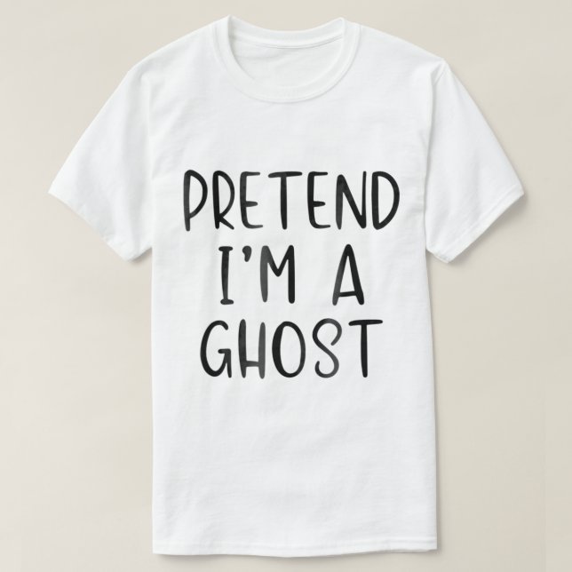 Pretend Ghost Costume Halloween Lazy Easy  T-Shirt (Design Front)