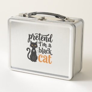 Pretend I’m a Black Cat Halloween Cat Shirt Design Metal Lunch Box