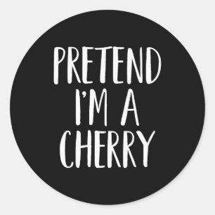 Pretend I'm A Cherry Family Women Men Kids Hallowe Classic Round Sticker