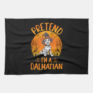Pretend i'm a Dalmatian Dog Halloween (1) Tea Towel