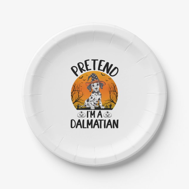 Pretend i'm a Dalmatian Dog Halloween (3) Paper Plate (Front)