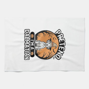 Pretend Im a Dalmatian Halloween Dog Design_1 Tea Towel