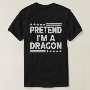 Pretend I'm A Dragon Funny Lazy Halloween Costume T-Shirt