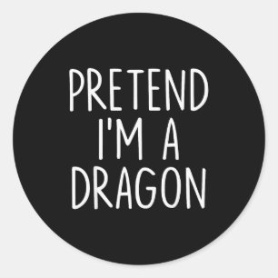 Pretend I'm A Dragon Halloween Couples Costume Mat Classic Round Sticker