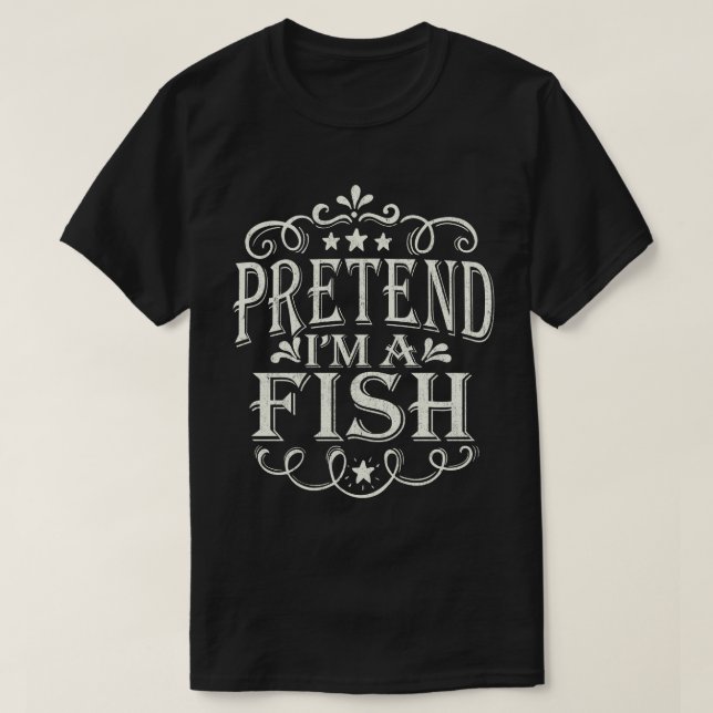 Pretend I'm A Fish Easy Lazy Halloween Costume T-Shirt (Design Front)