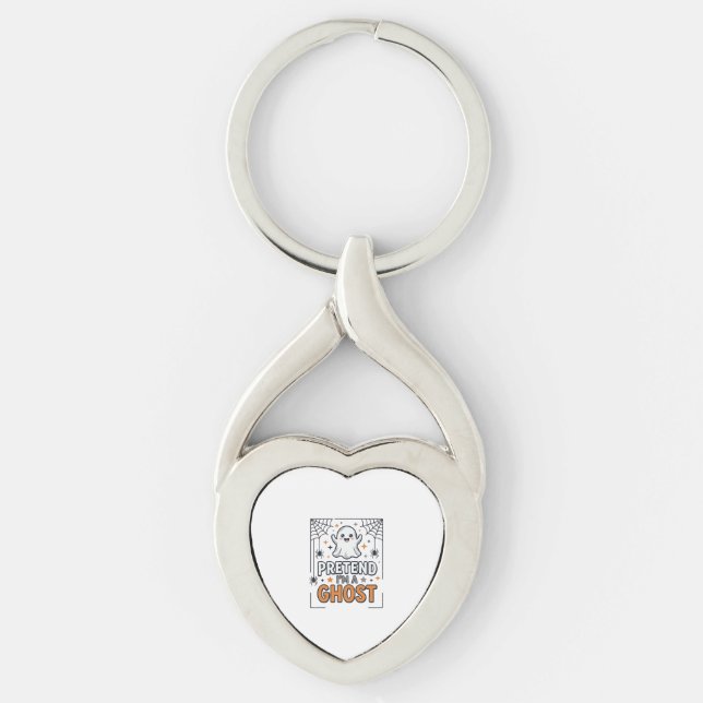 Pretend Im a Ghost Cute Halloween Key Ring (Front)