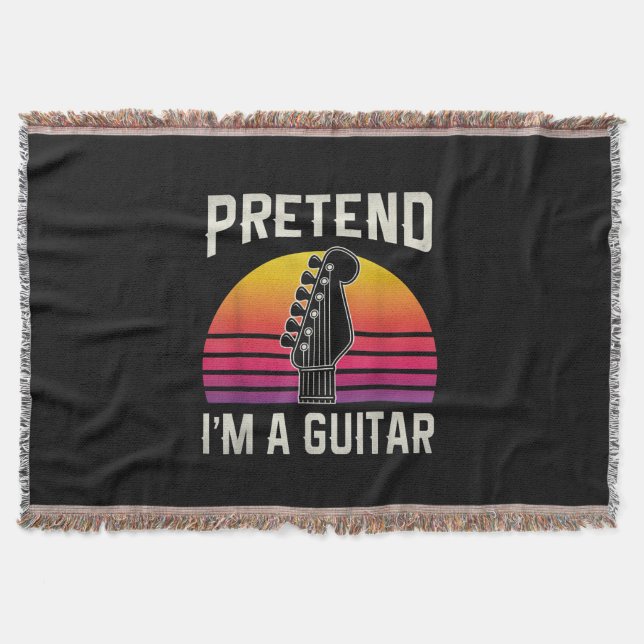 Pretend I'm A Guitar Funny Costume Gift Throw Blanket (Front)