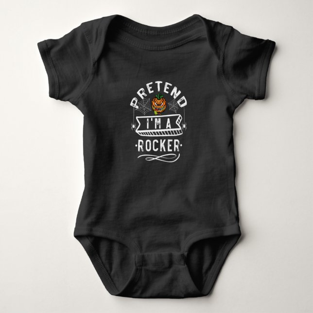 Pretend I'm A Rocker Funny Halloween Costume Gift Baby Bodysuit (Front)