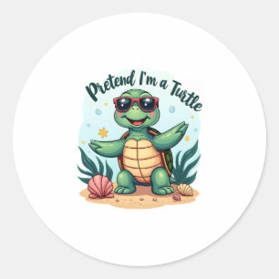 Pretend I'm A Turtle Halloween Party Pretend I'm A Classic Round Sticker