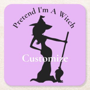 Pretend I'm A Witch Thunder_Cove Square Paper Coaster