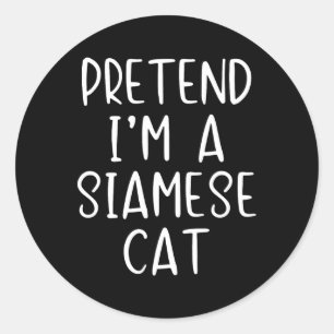 Pretend Siamese Cat Costume Halloween Lazy Easy  Classic Round Sticker