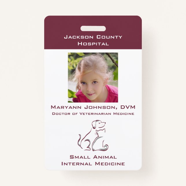 Pretend Vet Play Badge for Kids Personalised ID Badge (Front)