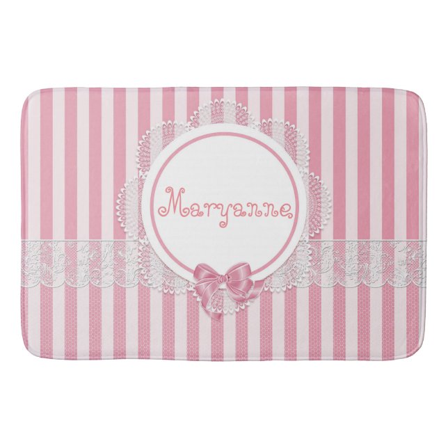 Prettiest Customisable Designer Bath Mats - Pink (Front)