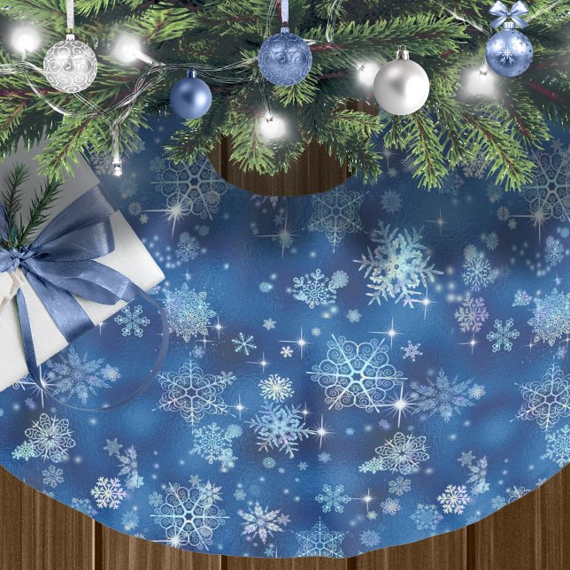 Prettiest Snowflakes Pattern Blue ID846 Brushed Polyester Tree Skirt (Creator Uploaded)