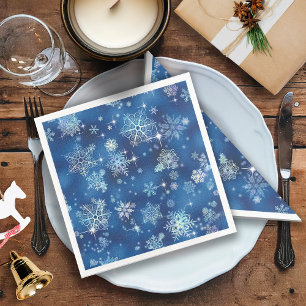 Prettiest Snowflakes Pattern Blue ID846 Napkin