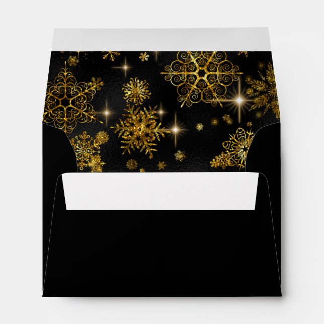 Prettiest Snowflakes Pattern Gold/Black ID846 Envelope (Back (Bottom))