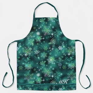 Prettiest Snowflakes Pattern Green ID846 Apron