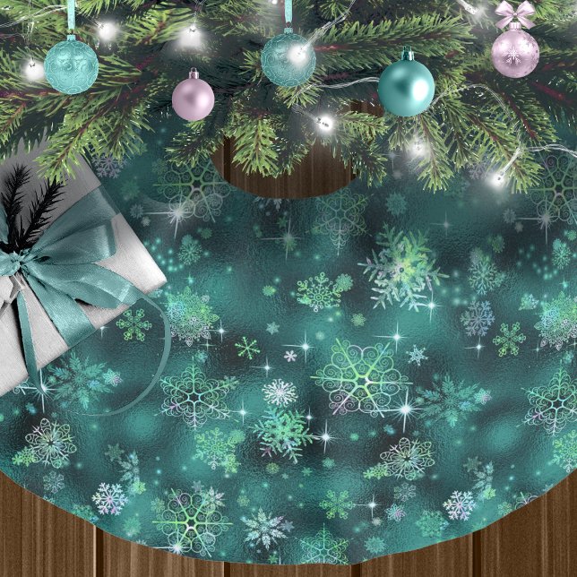 Prettiest Snowflakes Pattern Green ID846 Brushed Polyester Tree Skirt (Creator Uploaded)