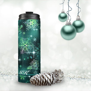 Prettiest Snowflakes Pattern Green ID846 Thermal Tumbler