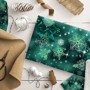 Prettiest Snowflakes Pattern Green ID846 Wrapping Paper