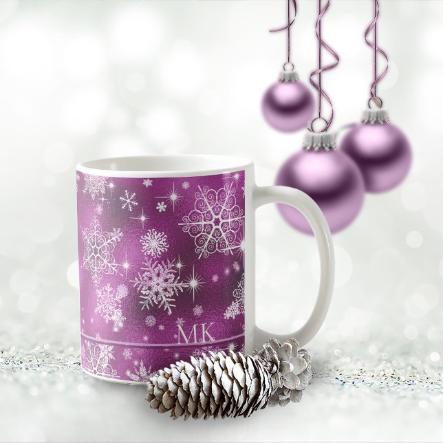 Prettiest Snowflakes Pattern Orchid Pink ID846 Coffee Mug (Creator Uploaded)