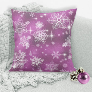Prettiest Snowflakes Pattern Orchid Pink ID846 Cushion