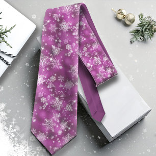 Prettiest Snowflakes Pattern Orchid Pink ID846 Tie