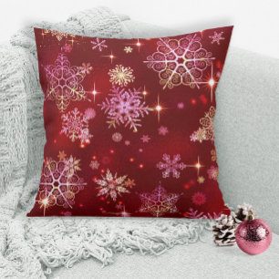 Prettiest Snowflakes Pattern Red ID846 Cushion