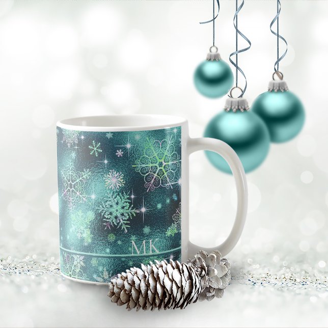 Prettiest Snowflakes Pattern Teal ID846  Coffee Mug (Creator Uploaded)