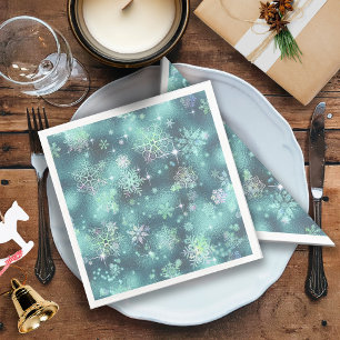 Prettiest Snowflakes Pattern Teal ID846  Napkin