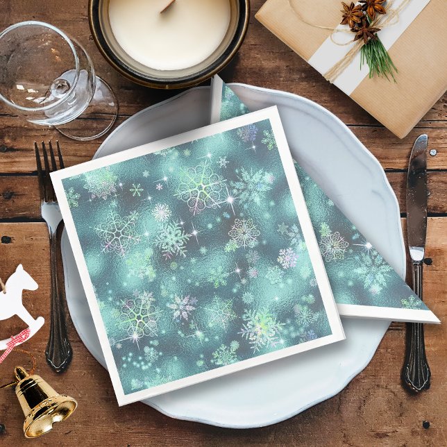 Prettiest Snowflakes Pattern Teal ID846  Napkin (Creator Uploaded)