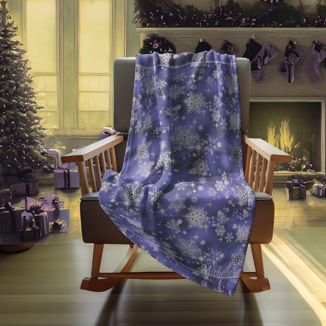 Prettiest Snowflakes Pattern Violet ID846 Fleece Blanket (Creator Uploaded)