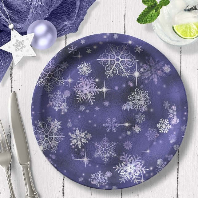 Prettiest Snowflakes Pattern Violet ID846 Paper Plate (Creator Uploaded)