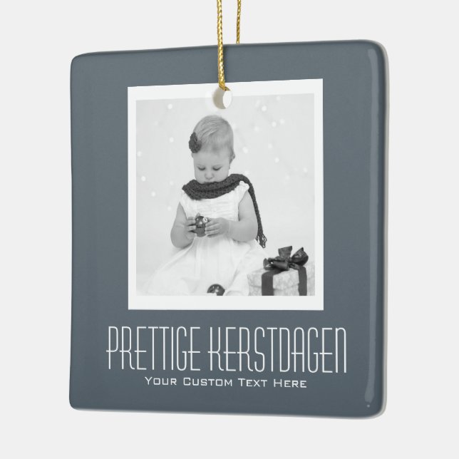 Prettige Kerstdagen Dutch Christmas Personalised Ceramic Tree Decoration (Left)
