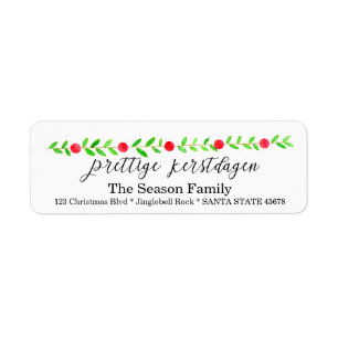 Prettige Kerstdagen, watercolor Christmas banner Return Address Label
