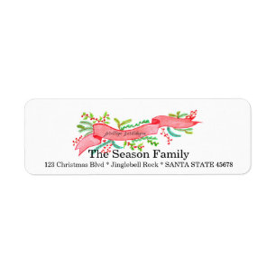 Prettige Kerstdagen, watercolor Christmas banner Return Address Label